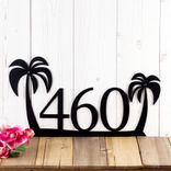 Personalized Metal House Number Sign with Tropical Palm Trees 3 small