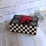 Whimsical Checks Decorative Box Hand Painted Checked Decor 3 small