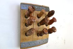 Wall Mounted Bottle Stopper Display - Nine Lives - Made From Retired California Wine Barrels 1 small
