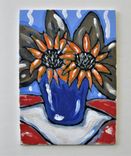 Original Acrylic Sunflowers Painting, Shabby Ornate White Frame 4 small