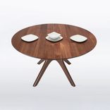 Round Dining Table With Mid Century Modern Pedestal Base "Kapok" 1 small