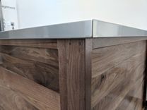 Custom Reception Desk From Walnut And Stainless Steel 5 small