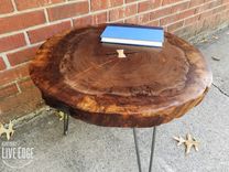 Round Live Edge Coffee Table- Claro Walnut- Dark Wood- Coffee Table- Mid Century- Tree Slice- Log 5 small