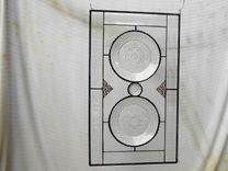 Stained Glass Plate Panel Window Transom, Vintage Crystal Luminarc Cris D'Arques Plates Valance 8 small
