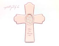 Crystallized Cross Baby Christening Picture Frame Nursery Decor Bling European Crystals Bedazzled 1 small