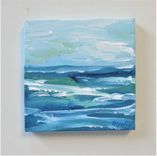 Mini Original Seascape Painting, 4" X 4", Small Square Acrylic Art Canvas 1 small