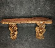 Curly Redwood Table With Blue Pine Burl Bases 4 small