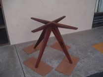 Walnut "Teepee" Table Base For 48 Inch Diameter Glass Tabletop 3 small
