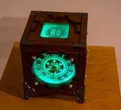 Customized Lighted Wood Steampunk Box Portal Cube Clock 1 small