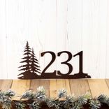 Personalized Metal House Number Plaque with Pine Trees 1 small