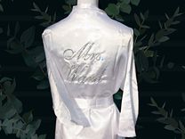 Custom Personalized Mrs. Crystallized Wedding Robe Kimono Genuine European Crystals Bedazzled 3 small