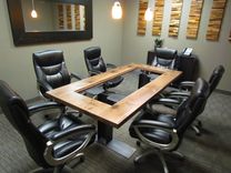 Walnut Steel And Glass Conference Table 2 small