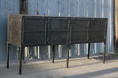 Modern Industrial Credenza, Rustic Sideboard With Tall Legs. 2 small
