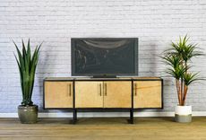 Leather Media Console, Urban Rustic Side Board, Modern Cowhide Credenza, Rawhide Buffet 6 small
