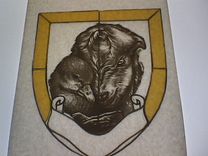 Stained Glass Pet Portrait - Painted Stained Glass Crest, Home Decor, Window Decor 3 small
