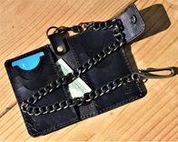 Handmade Leather Biker Wallet Vegetable Tan The Mandalorian Beskar Steel Gray 4 small