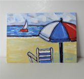 Original Impressionist Nautical Acrylic Painting, 7" X 5" 1 small