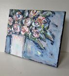 Original Acrylic Still Life Painting, Pink Roses, 14" X 11" 3 small