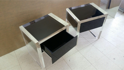 Acrylic End / Side Table - Thick Slab Leg Single Drawer- Hand Crafted, Custom Made 3 small