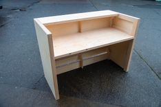 Hybrid Baltic Birch Reception Desk With Carved Logo 6 small