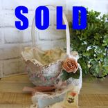 Pink And Green Shabby Chic Decor Rose Basket 1 small