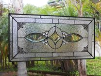 Stained Glass Transom Window, Glass Window Valance, Beveled Glass Panel 1 small