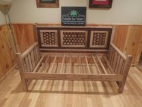 Native American Inspired Daybed Woven With Natural And Stained Wormy Chestnut 1 small