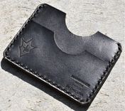 Handmade Leather Parvus Wallet Black Chromexcel Black W/ Money Band 3 small