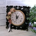 Vintage Rose Black And Gold Decor Clock Custom Decorative Mantle Clock Handmade 3 small