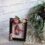 Courtly Vintage Checks Picture Frame Hand Painted Black White Checked Picture 2 small