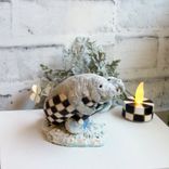Courtly Checked Florida Manatee Figurine With Tea Light Candle Hand Painted 1 small