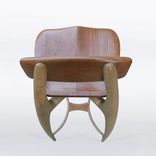 Modern Wood Bar Stool, Counter Stool, Hand Carved Seat And Legs In Cherry And Curly Maple "Sea Ray 6 small