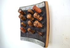 Convex Wine Bottle Stopper Display - Winemaker's Dozen - Made From Reclaimed Ca Wine Barrels 4 small