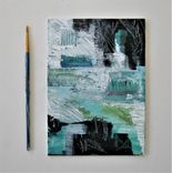 Small Green Original Abstract Painting, 5" X 7" 1 small