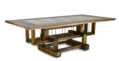 Custom Industrial Contemporary Modern Eclectic Wood And Glass Dining Table 2 small