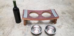 Wine Barrel Elevated Feeding Station - Miya - Retired California Wine Barrel Pet Dish 2 small