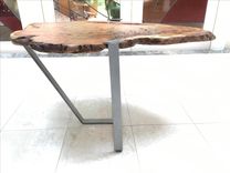 Induatrial-Chic Burl-Top Side Or Sofa Table 5 small
