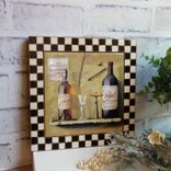 Hand Painted Checks Picture Frame Black And White Checked Wine Picture Decor 5 small