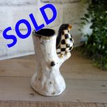 Black Checks Song Bird Figurine Bud Vase Black And White Decor Checked Vase 1 small