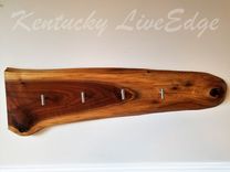 Live Edge Coat Rack- Natural Wood- Walnut Slab- Key Holder- Large Wooden Coat Rack- Hat Rack 4 small