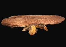 Curly Redwood Coffee Table With Copper Metal Inlay 2 small