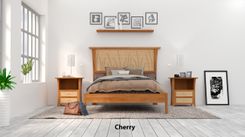 Bed Frame Queen, Headboard, Platform Bed King, Cherry Wood Posts, Maple Panel, "Prairie Platform" 4 small