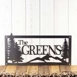 Personalized Family Last Name Metal Outdoor Sign, Rocky Mountain Range Scene Wall Art, Custom Rustic Farmhouse Style Driveway Steel Plaque 3 small