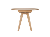 Extendable Dining Table, Round Extension Table With Leaf In Solid Oak, Round To Oval 1 small