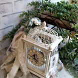 Bird Cage Clock Blue Shabby Chic Decor Handmade Vintage Roses 2 small