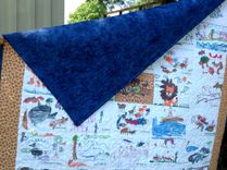 Custom Children's Art Quilt - Artwork School Kindergarten Class Kid's Drawing Quilt 3 small