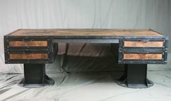 Vintage Industrial Wooden Desk With Drawers - Reclaimed Wood Desk - Urban Style Desk 4 small