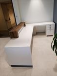 Hyper White Reception Desk With Reclaimed Wood Cowl 3 small