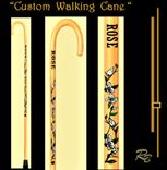 Cane, Walking Cane, Custom, Personalized, Hand Painted, Wood Burned 1 small