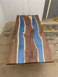 Double River Epoxy Dining Table With U-Shaped Legs 30" X 60" 3 small